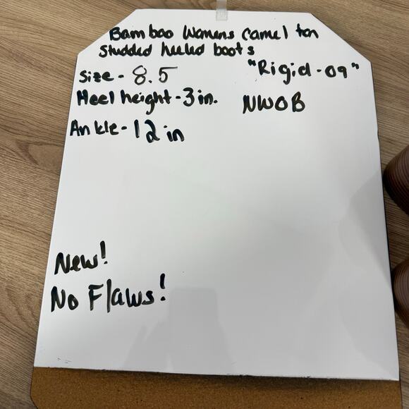 Bamboo Womens Tan Studded Stacked Heel Rigid Boots Size 8.5 New Without Box - Picture 8 of 8